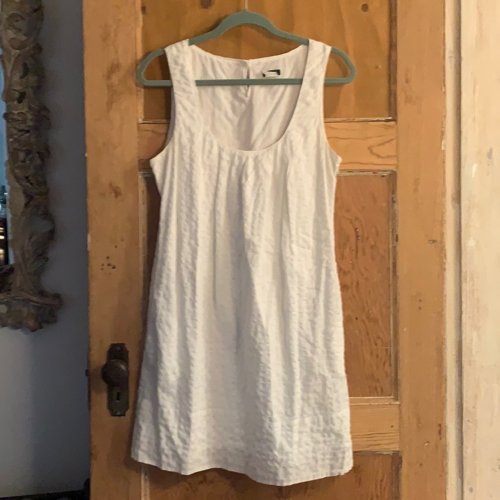 J. Crew White Cotton Textured Shift Dress